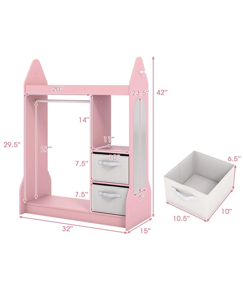 Slickblue Kids Dress Up Wardrobe Armoire with Hanger Storage