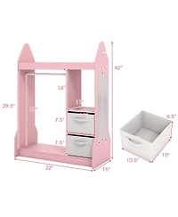 Slickblue Kids Dress Up Wardrobe Armoire with Hanger Storage