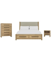 Davie 3-Pc. Queen Storage Bedroom Set (Upholstered Bed, Chest & 1-Drawer Nightstand)