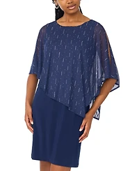 Msk Women's Foil Cape Overlay Crewneck Mini Dress