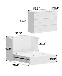 Homsee Folding Bed with Storage Drawers - Space-Saving Sofa Bed | Full Size Guest Bed | 2-Drawer Cabinet