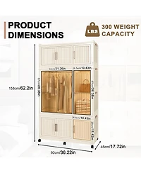 Clihome Portable Wardrobe Closet Storage Organizer Magnetic Doors Cubes & Hanging Rod,6 pcs hangers