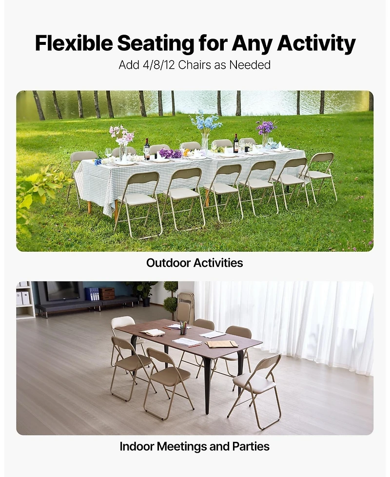 Mecale 4-Pack Padded Folding Chairs with Metal Frame