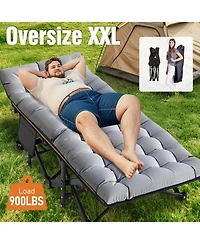Aboron 2-Pack Folding Camping Cot with Mat: 78"x32". Heavy Duty 1200D Oxford Outdoor Bed for Adults with Carry Bag. Portable Travel Bed