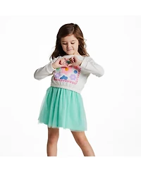 Andy & Evan Toddler Girls Chenille Floral Sweatshirt and Tulle Tank Dress Set