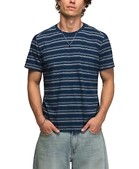 Lucky Brand Men's Indigo Stripe Crew Pocket T-Shirt