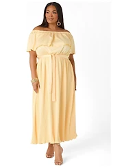 Ashley Stewart Women's Off The Shoulder Satin Maxi Dress