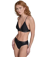 Calvin Klein Women's V-Neck Bikini Top and Bottoms, 2-Piece Set