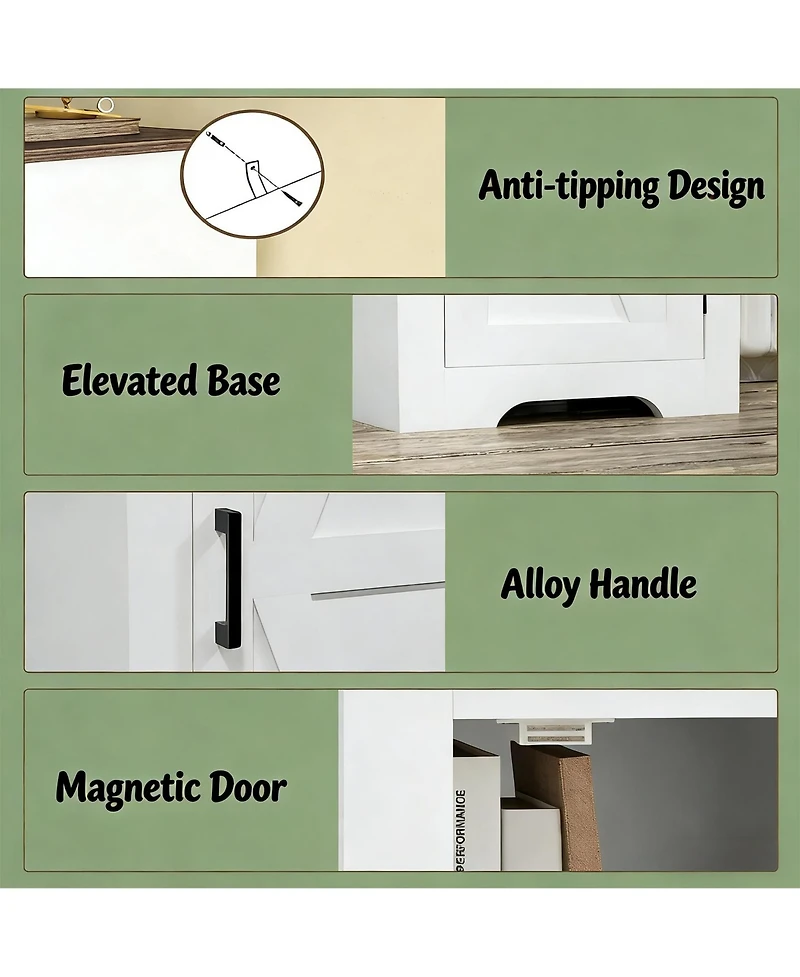 Clihome 47.2" Freestanding Storage Cabinet Living Room Display Cabinet with Adjustable Shelves