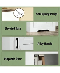 Clihome 47.2" Freestanding Storage Cabinet Living Room Display Cabinet with Adjustable Shelves