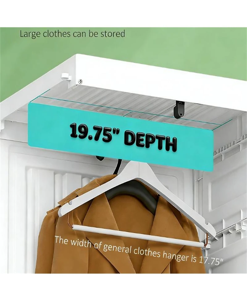 Clihome 41" Foldable Clothing Storage Cabinet Closet Entryway Wardrobe with Magnetic Door
