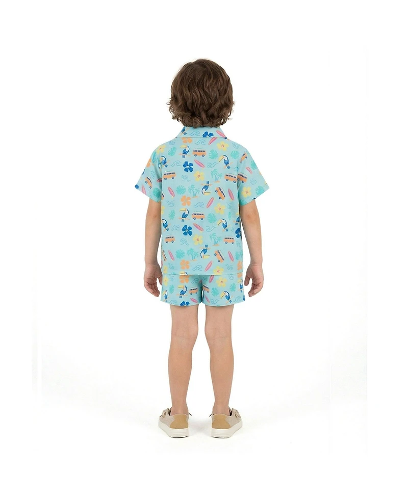 Andy & Evan Toddler Boys Beach Print Buttondown and Shorts Set