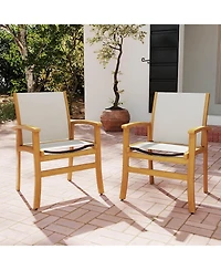 Costway 9Pieces Acacia Wood Outdoor Dining Set with 1.97" Umbrella Hole for Backyard, Garden