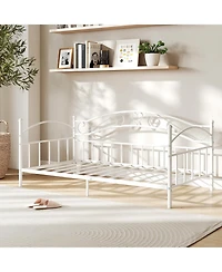 Gymax Twin Size Metal Daybed Frame with Headboard for Bedroom Guest Room Easy Assembly