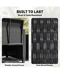 Outsunny 3 Piece Patio Bistro Set, Wicker Furniture Set with Cushions