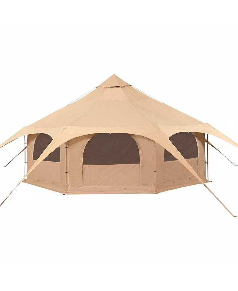 Gouun Canvas Bell Tent 16.4 feet 4-Season Yurt with Stove Jack, Breathable Tent for up to 8 People