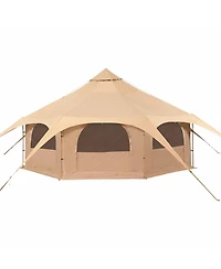 Gouun Canvas Bell Tent 16.4 feet 4-Season Yurt with Stove Jack, Breathable Tent for up to 8 People