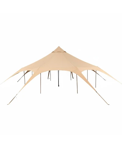 Gouun Canvas Bell Tent 16.4 feet 4-Season Yurt with Stove Jack, Breathable Tent for up to 8 People