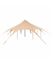 Gouun Canvas Bell Tent 16.4 feet 4-Season Yurt with Stove Jack, Breathable Tent for up to 8 People
