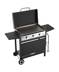 Mecale 3-Burner Propane Gas Griddle, 33,000 Btu, Wheels and Lid, Pulse Ignition, Removable Top, Outdoor