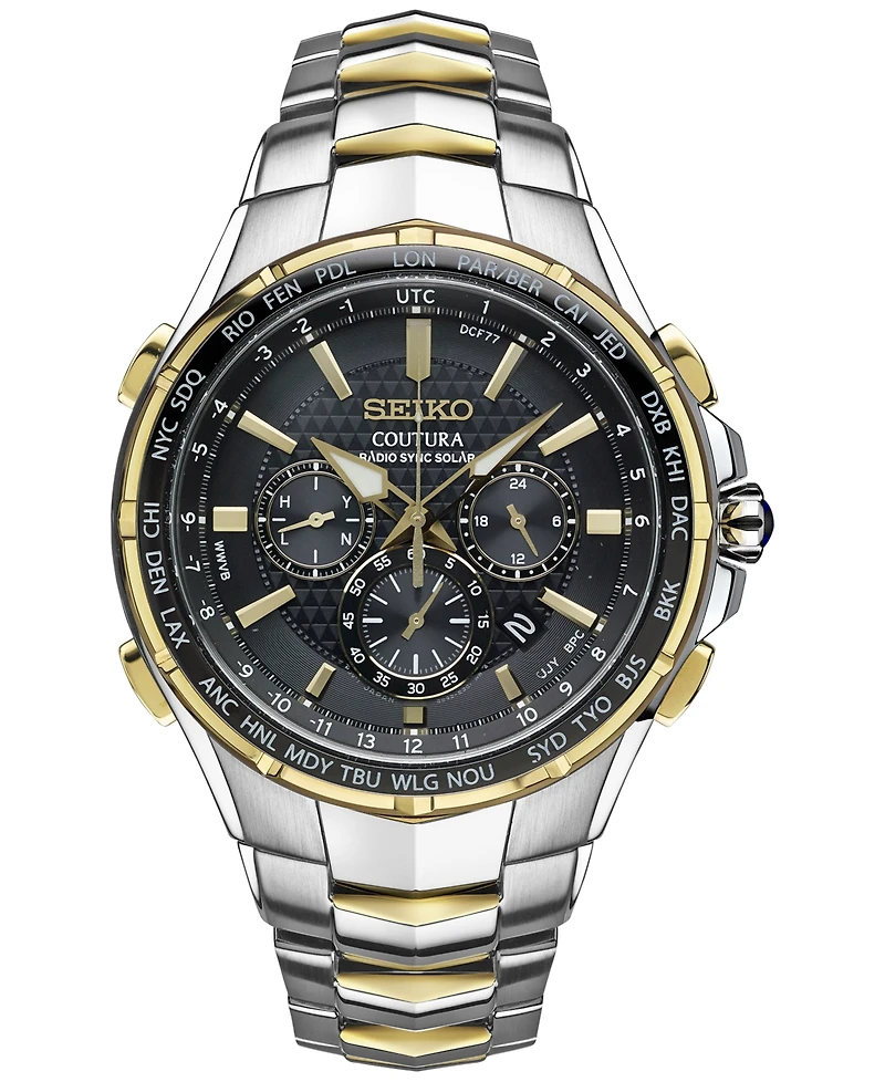 Seiko Men's Coutura Radio Sync Solar Chronograph Two-Tone Stainless Steel Bracelet Watch 45mm SSG010
