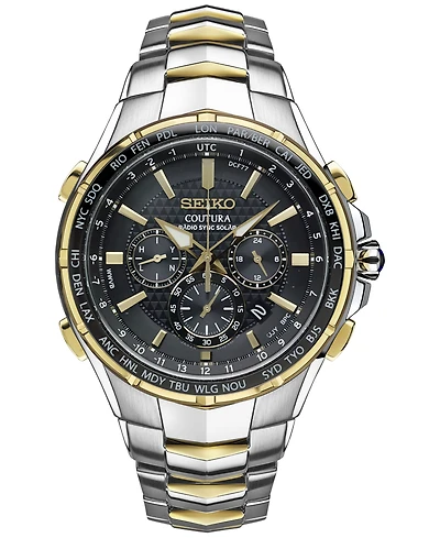 Seiko Men's Coutura Radio Sync Solar Chronograph Two-Tone Stainless Steel Bracelet Watch 45mm SSG010