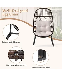 Yiortwo Patio Wicker Egg Chair with Cushions, Outdoor Rattan Lounge Chair