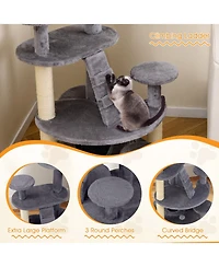 Gymax Cat Tree for Adult Cats Multi-level Kitty Tower With Condo Padded Perch Scratching Posts Plush Dangling Ball Jumping Platforms