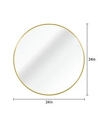 Rainsken Round Bathroom Mirror, 24 Inch Wall Mounted Shatterproof Hd Glass Mirror with Metal Frame for Bathroom