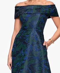 Xscape Petite Off-The-Shoulder Jacquard Ball Gown