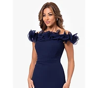 Xscape Petite Off-The-Shoulder Ruched Wire Sheath Gown