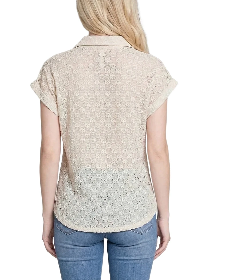 Ny Collection Women's Short-Sleeve Lace Top
