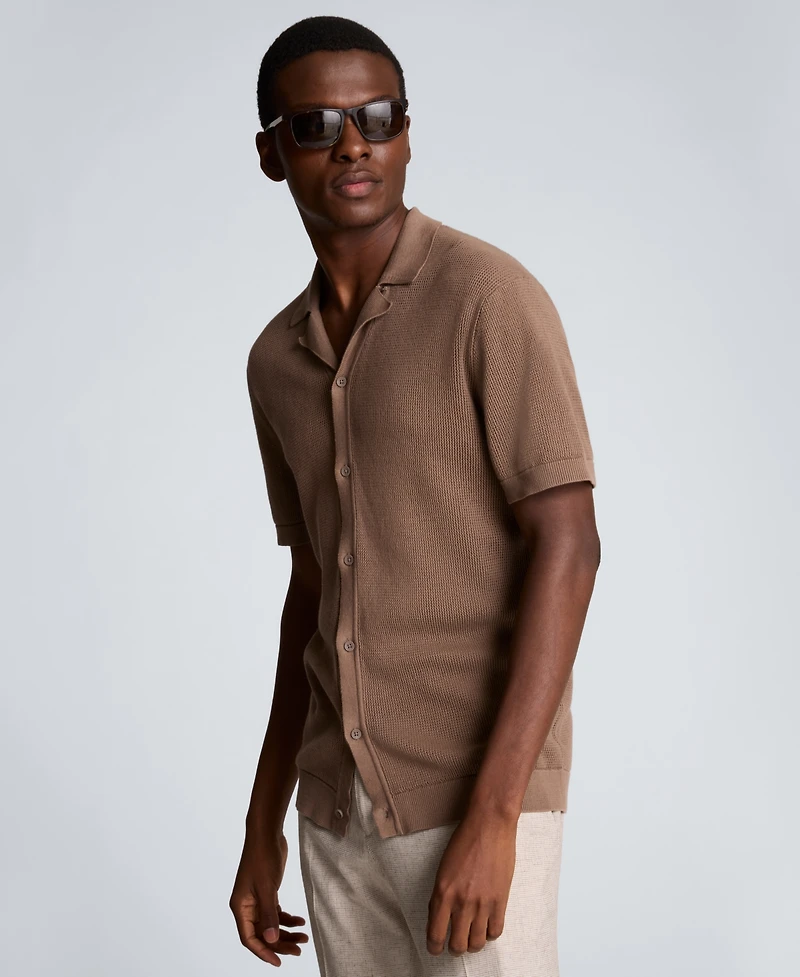 Kenneth Cole Men's Point Collar Short-Sleeve Camp Shirt