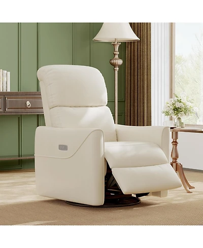 gaomon Pu Leather Power Swivel Glider Recliner Chair Nursery Electric Rocker Recliner Chair With Lumbar Support And Usb Port For Living Room Bedroom