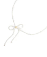 Coach Faux Imitation Pearl Bow Choker Necklace