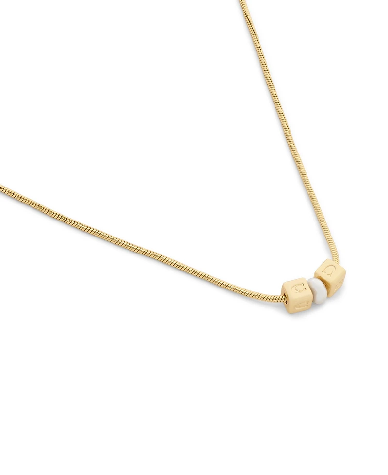 Coach Faux Imitation Pearl Signature C Cube Necklace