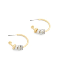 Coach Faux Stone Signature Rondelle Charm Hoop Earrings