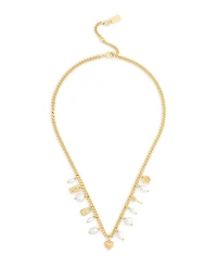 Coach Faux Imitation Pearl Iconic Signature Charm Bib Necklace