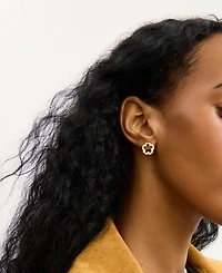 Coach Gold Signature Tearose Open Stud Earrings