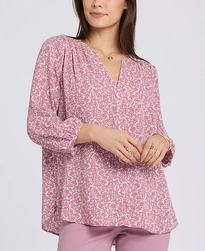 Nydj Women's Pintuck Split Neck Top