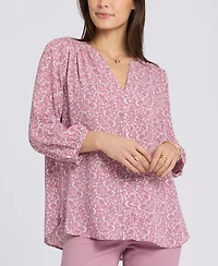 Nydj Women's Pintuck Split Neck Top