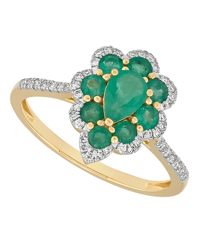 Macy's Emerald (7/8 ct. t.w.) & Diamond (1/6 Ring 14k Yellow Gold (Also Available Ruby and Sapphire)