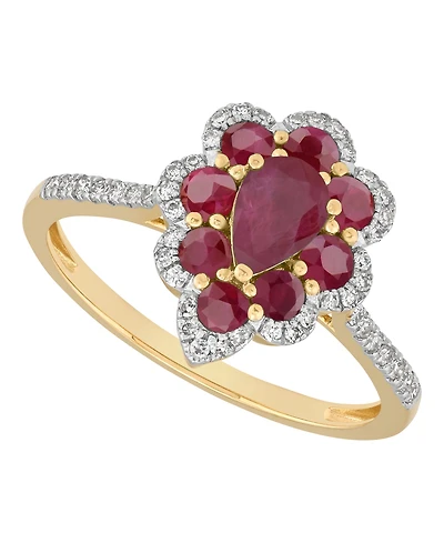 Macy's Emerald (7/8 ct. t.w.) & Diamond (1/6 Ring 14k Yellow Gold (Also Available Ruby and Sapphire)