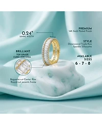 Ra 14K Gold Plated Baguette Cubic Zirconia Wide Band Ring