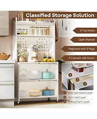 Gouun 5-Tier Kitchen Bakers Rack with Led Lights and Flip-Door Cabinets
