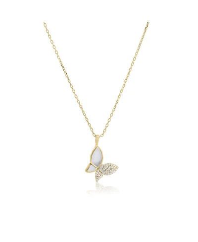 The Lovery Mother of Pearl Cz Butterfly Necklace 14K Gold-Plated Sterling Silver