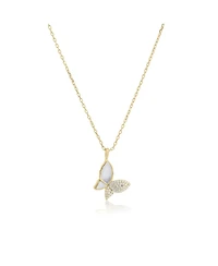 The Lovery Mother of Pearl Cz Butterfly Necklace 14K Gold-Plated Sterling Silver