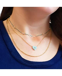 The Lovery Turquoise Cz Single Heart Necklace 14K Gold-Plated Sterling Silver