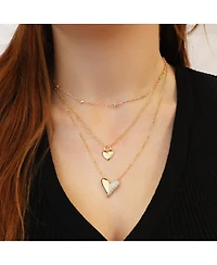 The Lovery Half and Half Cz Single Heart Necklace 14K Gold-Plated Sterling Silver