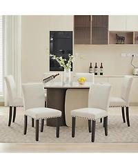 gaomon Dining Chairs Set Of Upholstered Parsons Diner Room Chair Sets Fabric Kitchen Chairs With Nailhead Trim Solid Wood Legs